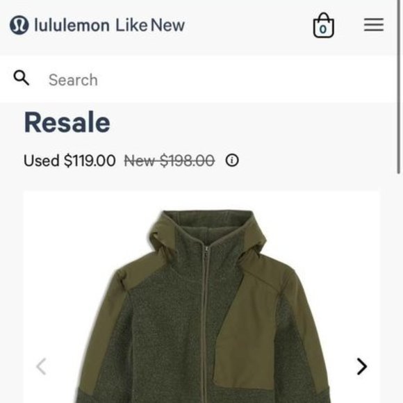 Mens Medium Lululemon Tundra Trek Zipup Jacket Olive Green Fleece - Picture 3 of 3